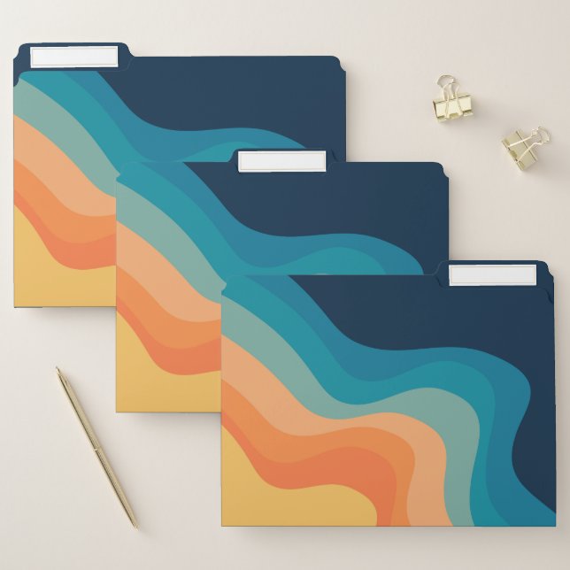 Retro style waves decoration file folder (Set)