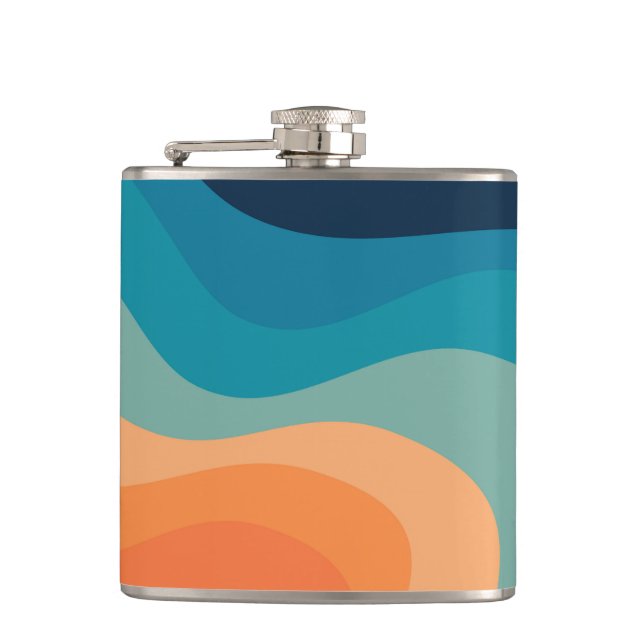 Retro style waves decoration flask (Front)