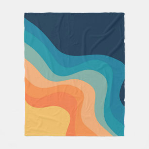 Retro style waves decoration fleece blanket
