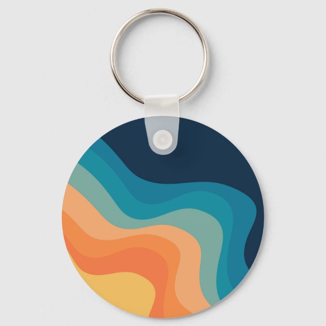 Retro style waves decoration keychain (Front)