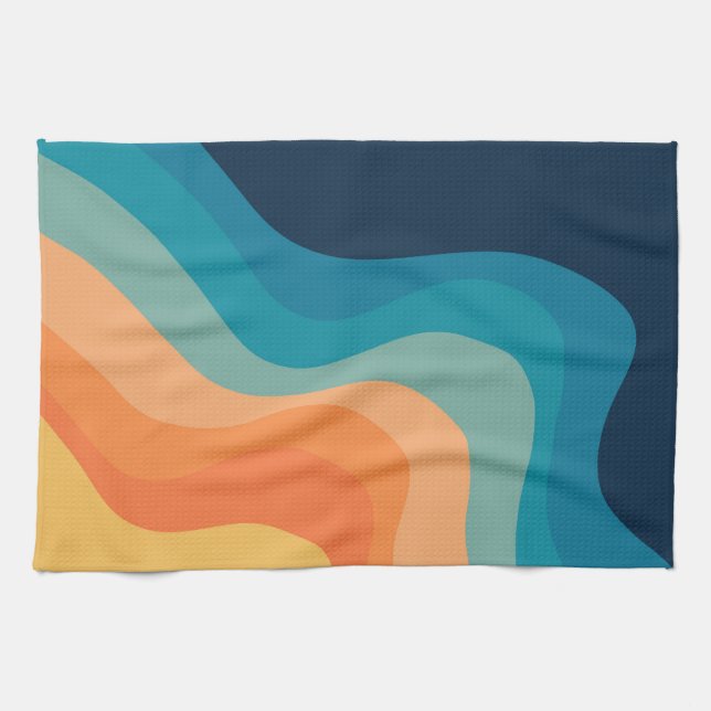 Retro style waves decoration kitchen towel (Horizontal)