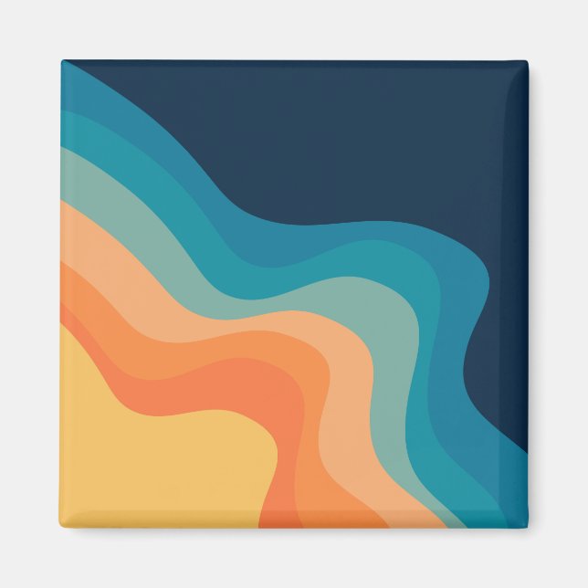 Retro style waves decoration magnet (Front)