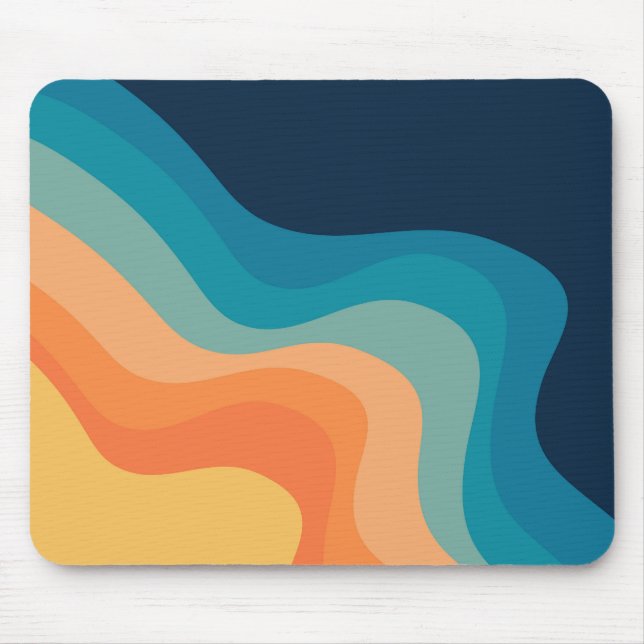 Retro style waves decoration mouse pad (Front)
