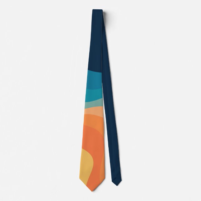 Retro style waves decoration neck tie (Front)