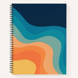 Retro style waves decoration notebook