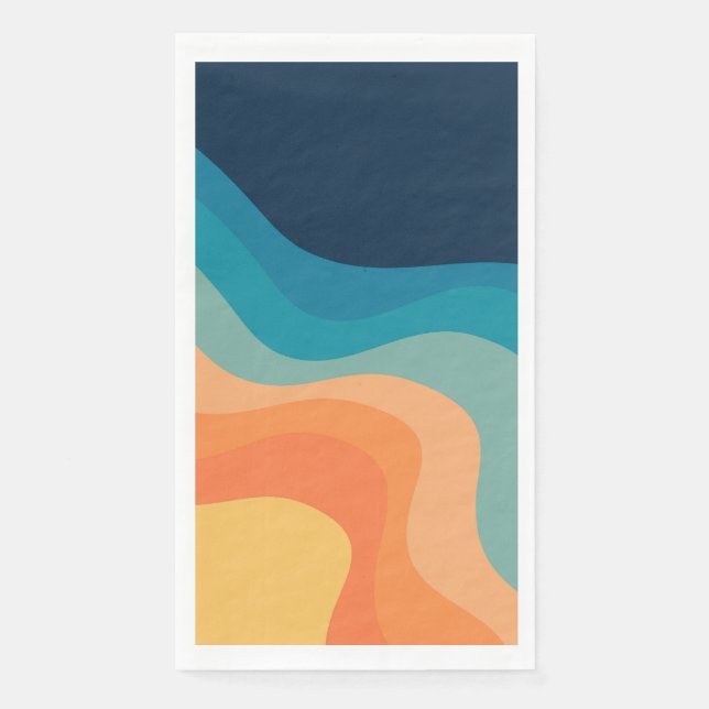 Retro style waves decoration paper guest towels (Front)