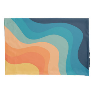Retro style waves decoration pillow case
