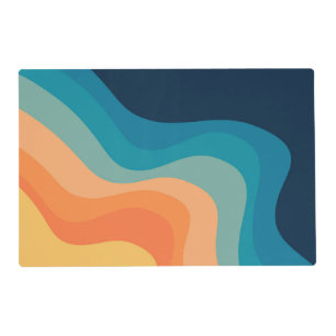 Retro style waves decoration placemat