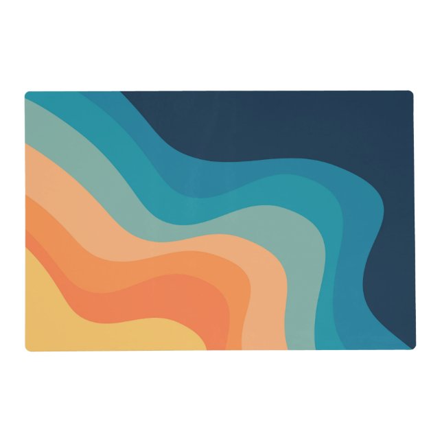 Retro style waves decoration placemat (Front)