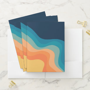 Retro style waves decoration pocket folder