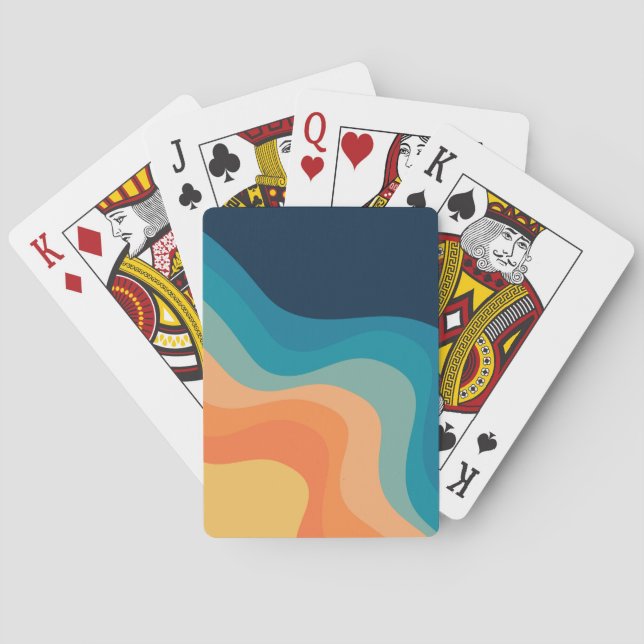 Retro style waves decoration poker cards (Back)