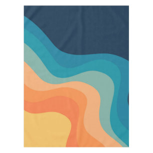 Retro style waves decoration tablecloth