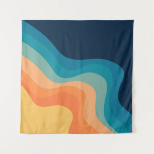 Retro style waves decoration tapestry