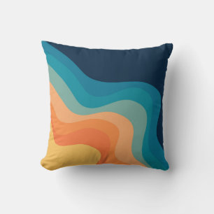 Retro style waves decoration throw pillow