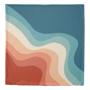 Retro style waves duvet cover