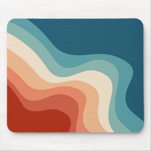 Retro style waves mouse pad