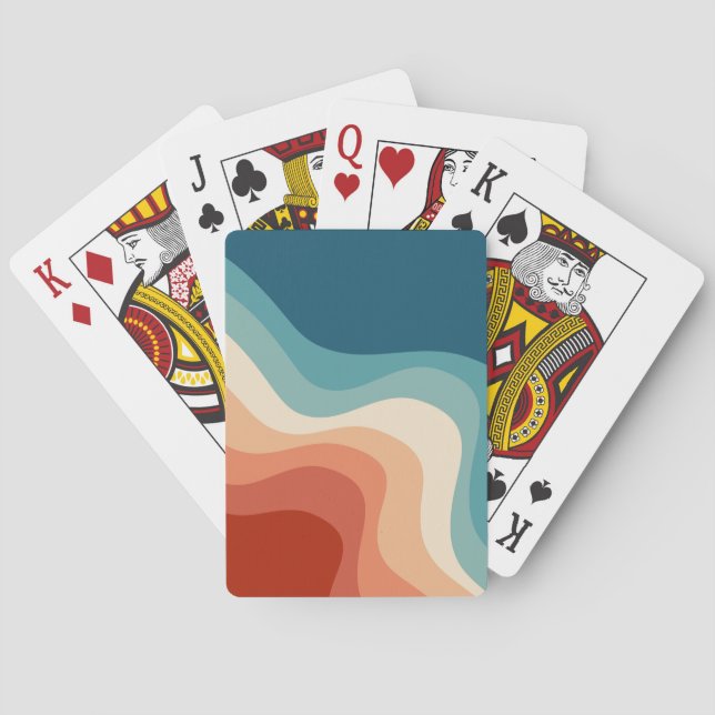 Retro style waves poker cards (Back)