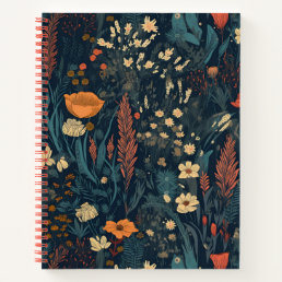 Retro style, wildflower, nature, darker floral notebook