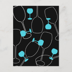Retro style wine glass design postcard