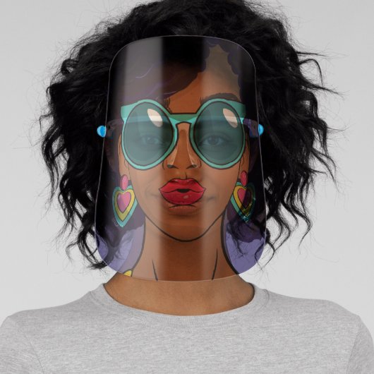 Retro Style Woman Face Sunglasses Earrings Pop Art Face Shield (Insitu)