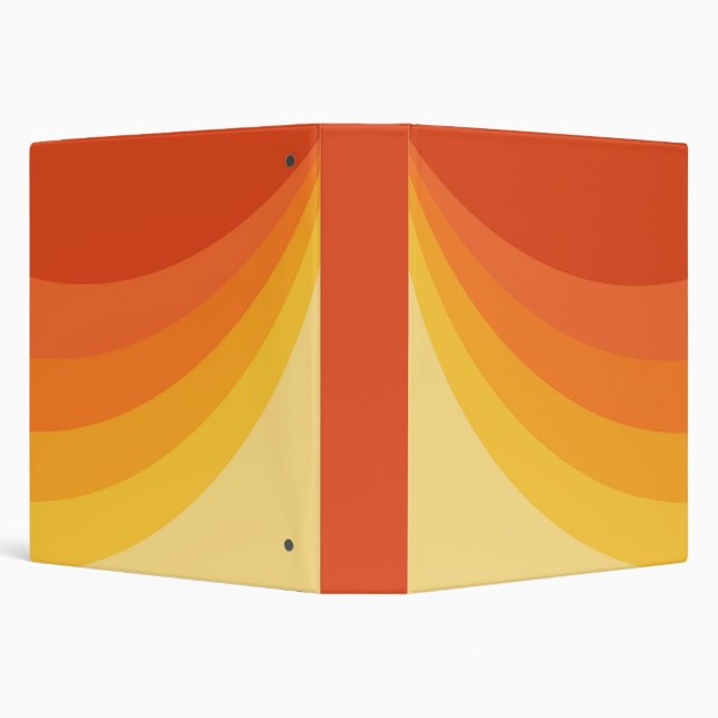 Retro style yellow and orange sun rays design 3 ring binder (Background)