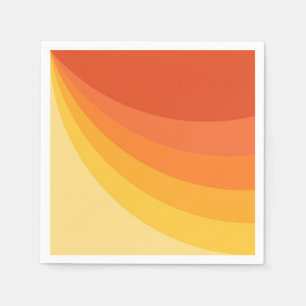 Retro style yellow and orange sun rays design napkins