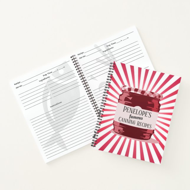 Retro Style Your Famous Canning Recipes Red Jar  Notebook (Inside)
