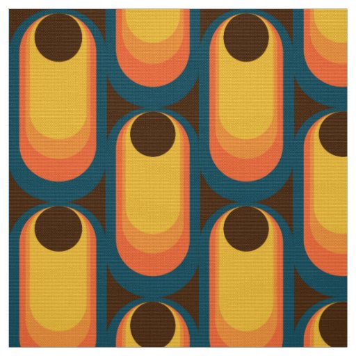 Retro styled 60s 70s pattern fabric | Zazzle