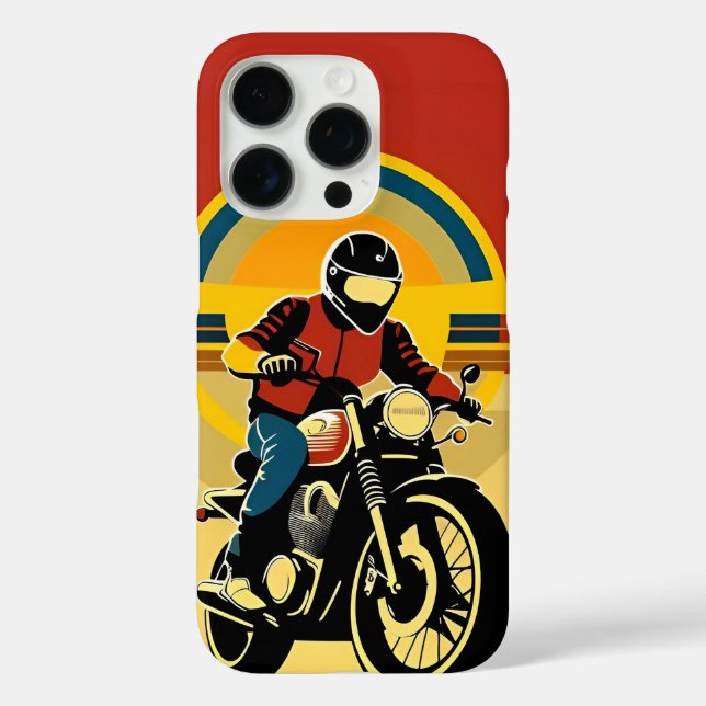 Retro Styled Motorcycle Rider in Scenic Sunset Case-Mate iPhone Case (Back)