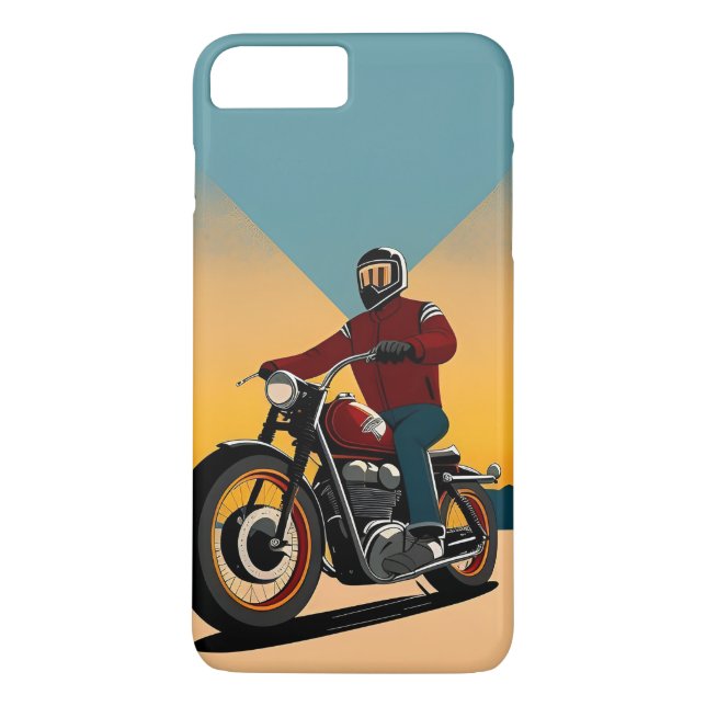 Retro Styled Motorcycle Rider in Scenic Sunset Case-Mate iPhone Case (Back)