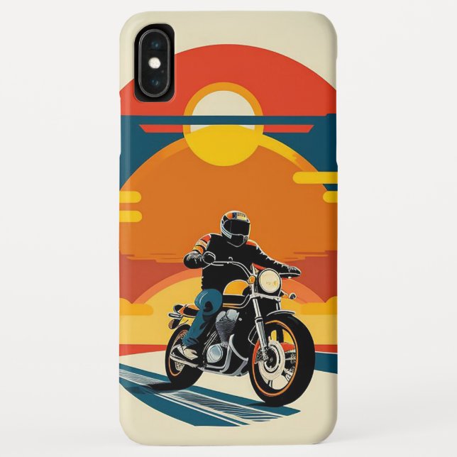 Retro Styled Motorcycle Rider in Scenic Sunset Case-Mate iPhone Case (Back)