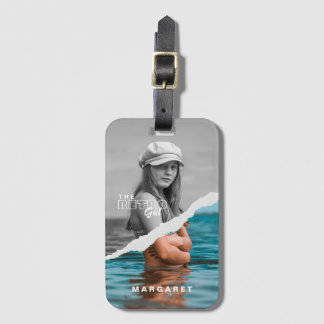Retro Stylish Black & White Portrait Photo Display Luggage Tag