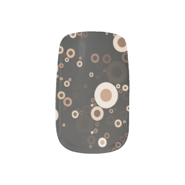 Retro Stylish Brown and Beige Circle Pattern  Minx Nail Art (Right Thumb)