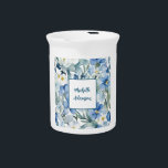 Retro Stylish Elegant Plain Blue White Flowers Beverage Pitcher<br><div class="desc">Trendy Retro Style Template For All Needs.</div>