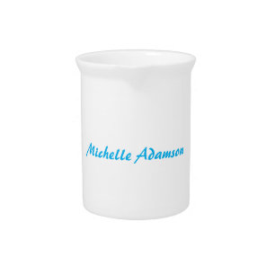 Retro Stylish Elegant Plain Sky Blue White Beverage Pitcher