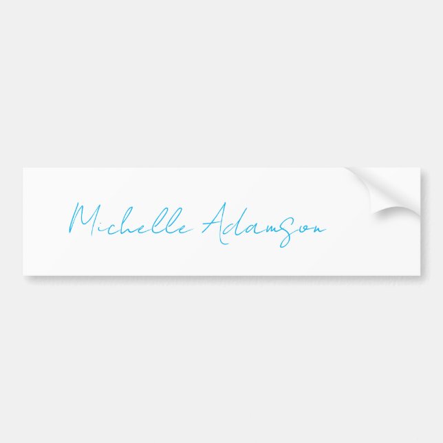 Retro Stylish Elegant Plain Sky Blue White Bumper Sticker (Front)