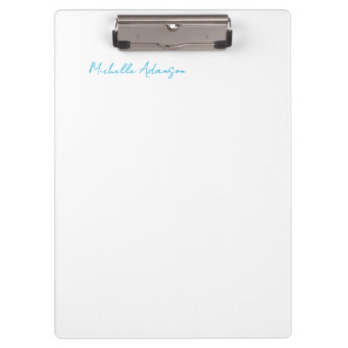 Retro Stylish Elegant Plain Sky Blue White Clipboard