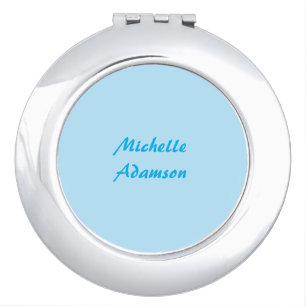 Retro Stylish Elegant Plain Sky Blue White Compact Mirror