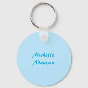 Retro Stylish Elegant Plain Sky Blue White Keychain
