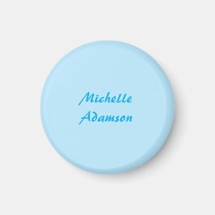 Retro Stylish Elegant Plain Sky Blue White Magnet