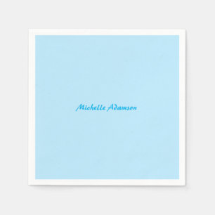 Retro Stylish Elegant Plain Sky Blue White Napkins