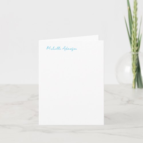 Retro Stylish Elegant Plain Sky Blue White Note Card