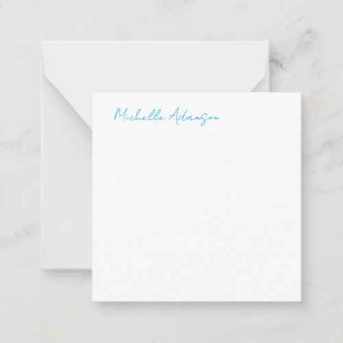 Retro Stylish Elegant Plain Sky Blue White Note Card