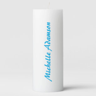 Retro Stylish Elegant Plain Sky Blue White Pillar Candle