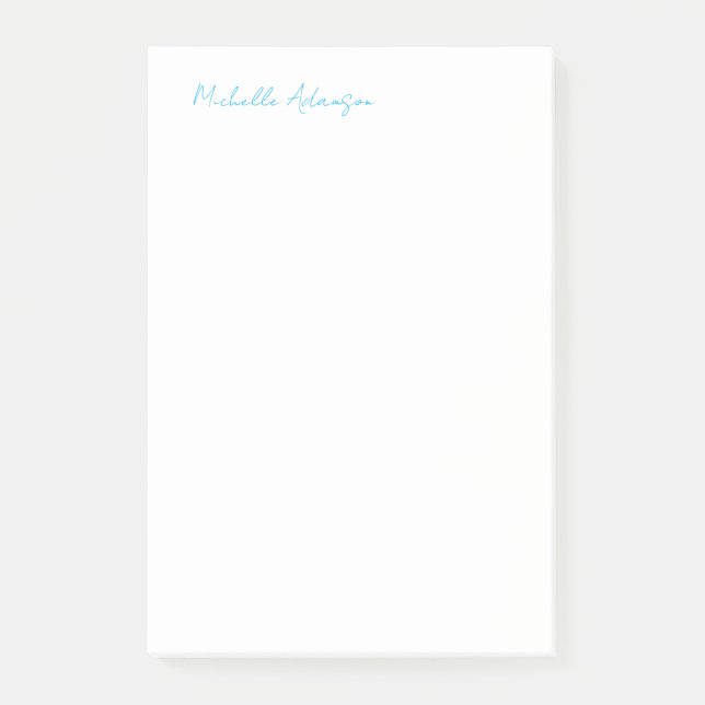 Retro Stylish Elegant Plain Sky Blue White Post-it Notes (Front)