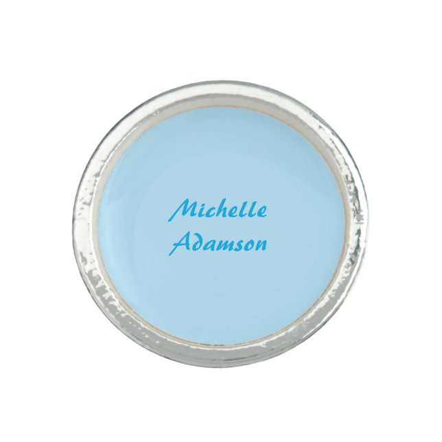 Retro Stylish Elegant Plain Sky Blue White Ring (Front)