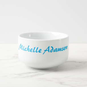Retro Stylish Elegant Plain Sky Blue White Soup Mug