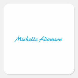 Retro Stylish Elegant Plain Sky Blue White Square Sticker