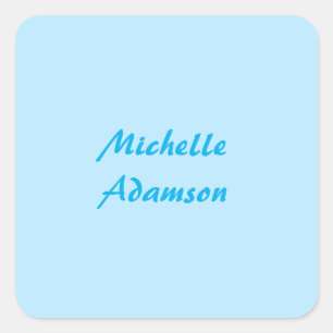 Retro Stylish Elegant Plain Sky Blue White Square Sticker