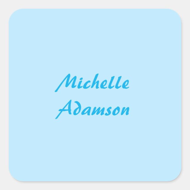 Retro Stylish Elegant Plain Sky Blue White Square Sticker (Front)